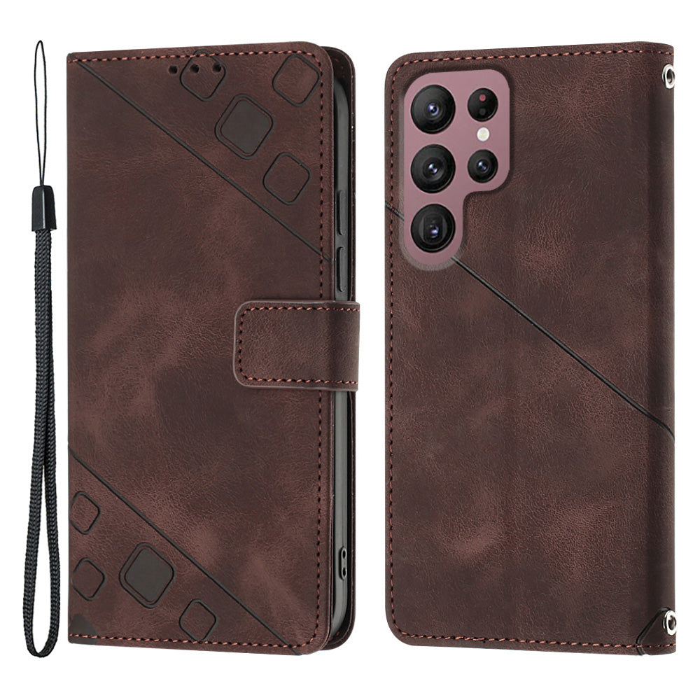 For Samsung Galaxy S22 Ultra 5G PT005 YB Imprinting Series-6 Leather Phone Case Stand Wallet Shockproof Flip Phone Cover For Samsung Galaxy S22 Ultra 5G PT005 YB Imprinting Series-6 Leather Phone Case Stand Wallet Shockproof Flip Phone Cover